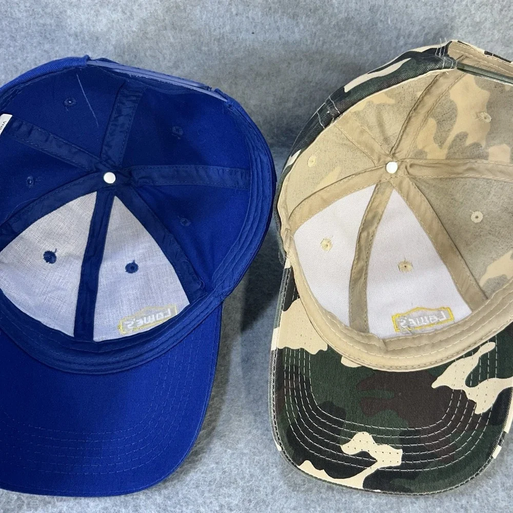 Lowe's PRO Hat Lot 2 Snapback Caps Blue Camo Embroidered‎ Adjustable